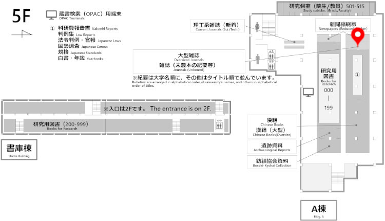 総合図書館配架場所マップ Toyonaka Main Library Location Map