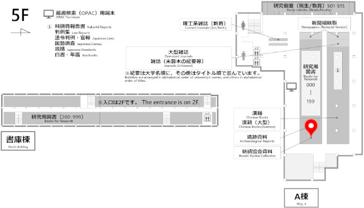 総合図書館配架場所マップ Toyonaka Main Library Location Map