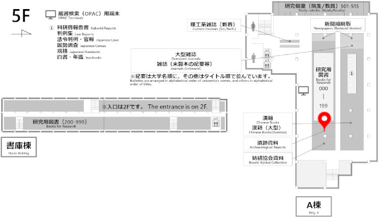 総合図書館配架場所マップ Toyonaka Main Library Location Map