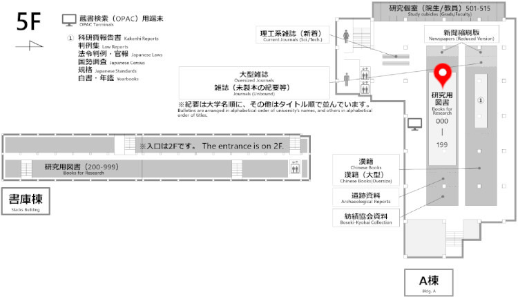 総合図書館配架場所マップ Toyonaka Main Library Location Map