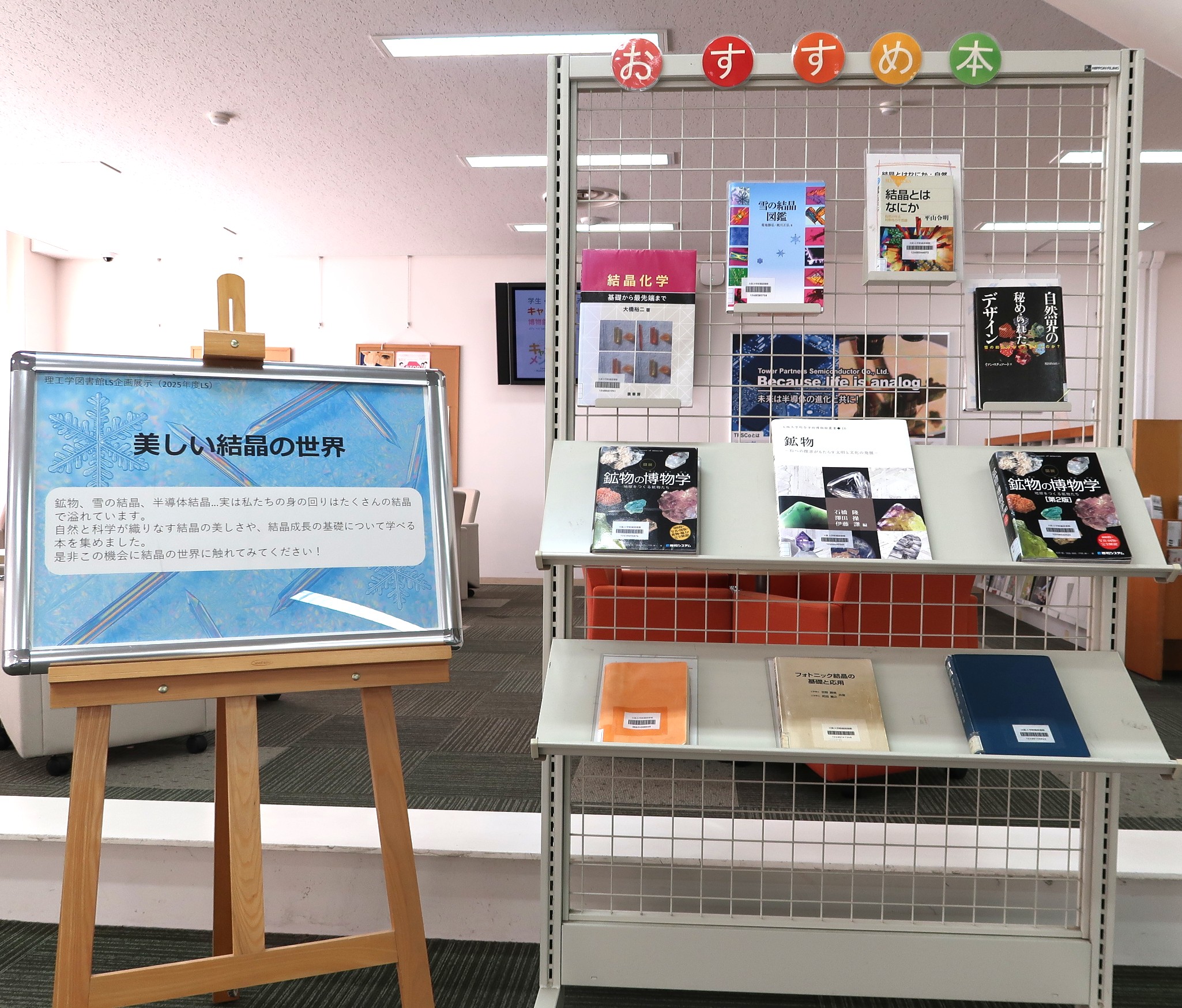 理工学図書館の図書展示風景です